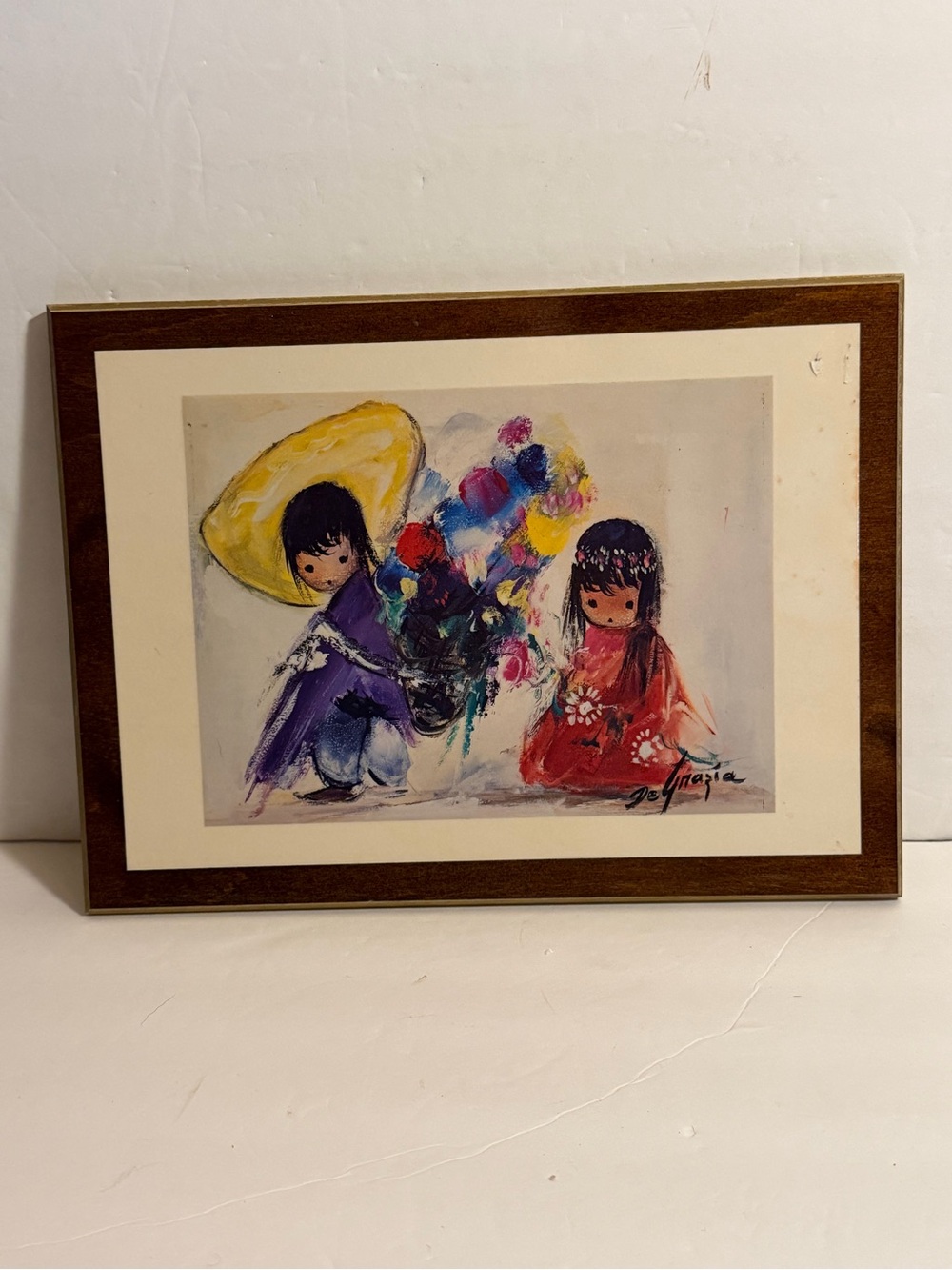 Ted degarzia Flower Boy And Girl On Wood Plank